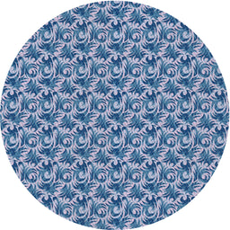 Round Machine Washable Transitional Jeans Blue Rug, wshpat598