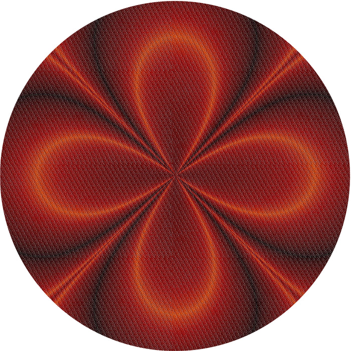 Round Machine Washable Transitional Tomato Red Rug, wshpat59