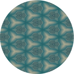 Round Patterned Teal Green Novelty Rug, pat600