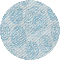 Round Patterned Koi Blue Novelty Rug, pat602