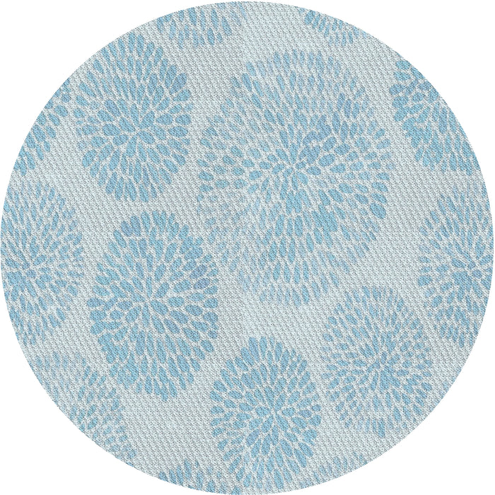 Round Machine Washable Transitional Koi Blue Rug, wshpat602