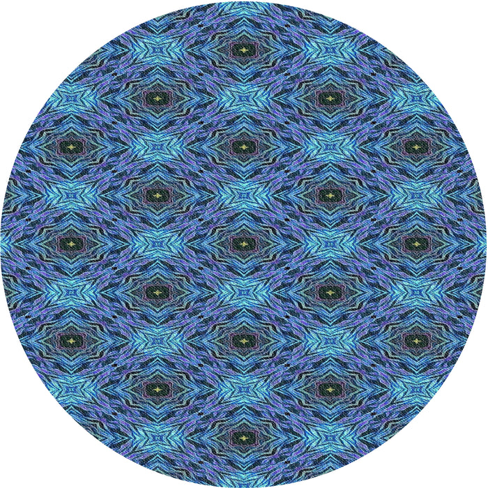 Round Machine Washable Transitional Lapis Blue Rug, wshpat603