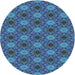 Round Machine Washable Transitional Lapis Blue Rug, wshpat603