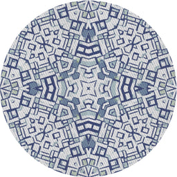 Round Patterned Platinum Gray Novelty Rug, pat604