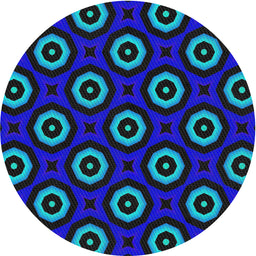 Round Patterned Navy Blue Novelty Rug, pat607