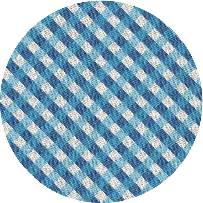 Round Machine Washable Transitional Blue Rug, wshpat608
