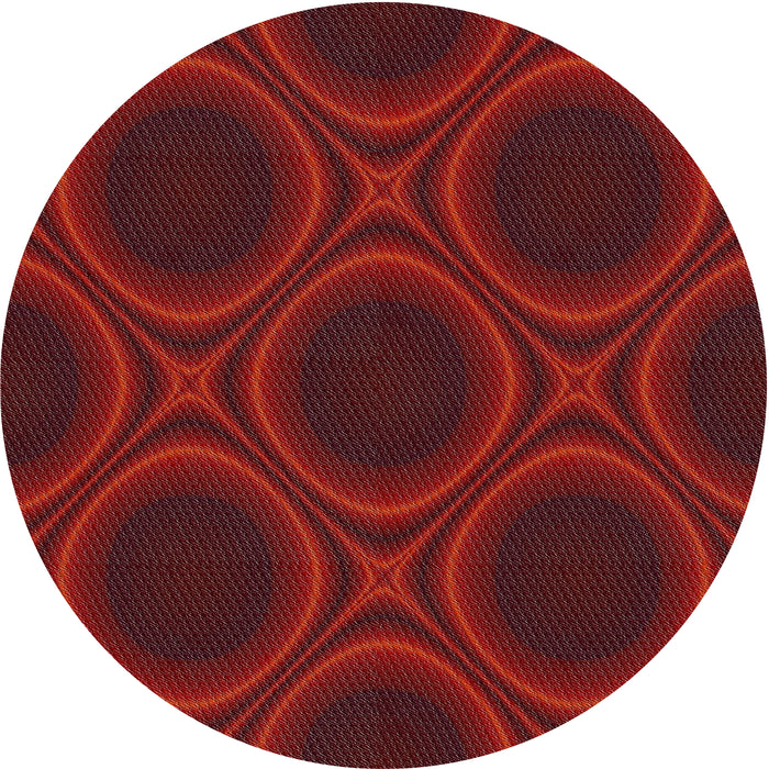 Round Machine Washable Transitional Crimson Red Rug, wshpat60