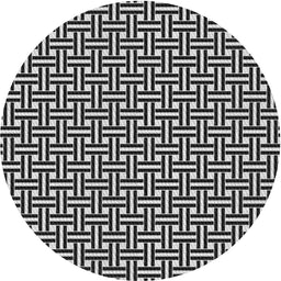 Round Machine Washable Transitional Midnight Gray Rug, wshpat616