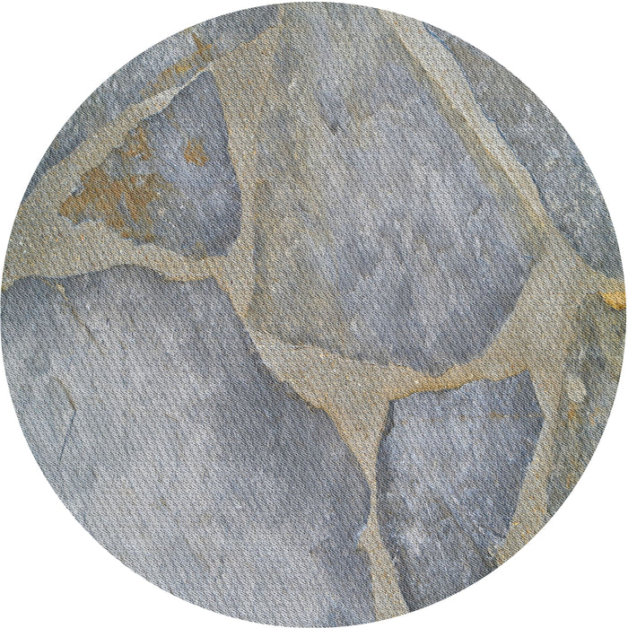 Round Patterned Silver Gray Novelty Rug, pat622