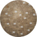 Round Machine Washable Transitional Camel Brown Rug, wshpat624