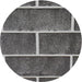 Round Machine Washable Transitional Charcoal Black Rug, wshpat629