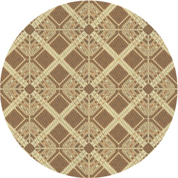 Round Machine Washable Transitional Brown Gold Rug, wshpat638