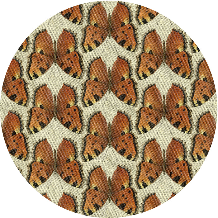 Round Patterned Saddle Brown Novelty Rug, pat652