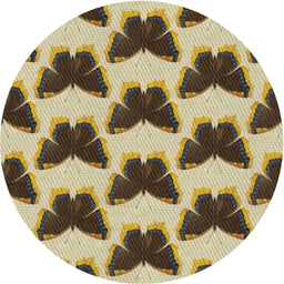 Round Patterned Brown Gold Novelty Rug, pat654