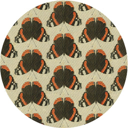 Round Machine Washable Transitional Brown Rug, wshpat656