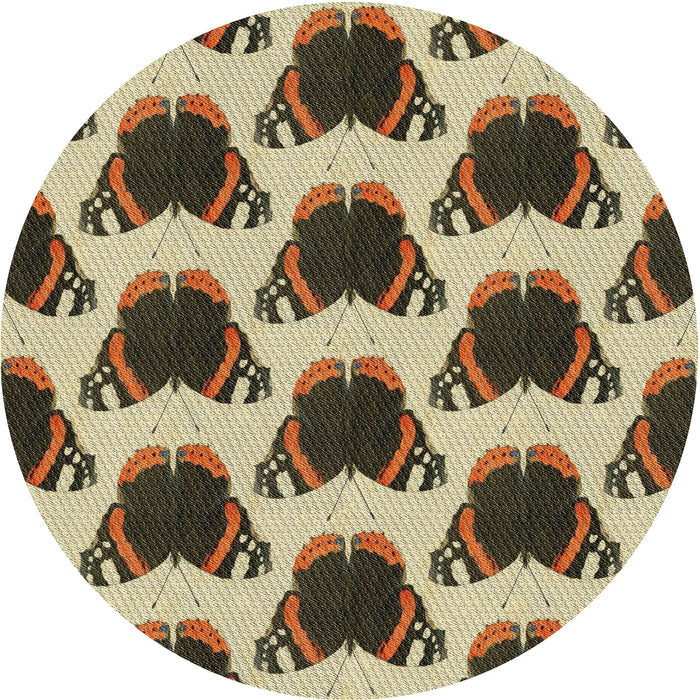 Round Machine Washable Transitional Brown Rug, wshpat656