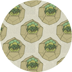 Round Patterned Dark Green Novelty Rug, pat664
