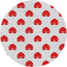Round Patterned Cherry Red Novelty Rug, pat669