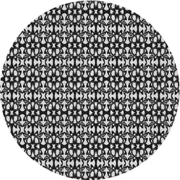 Round Machine Washable Transitional Midnight Gray Rug, wshpat672