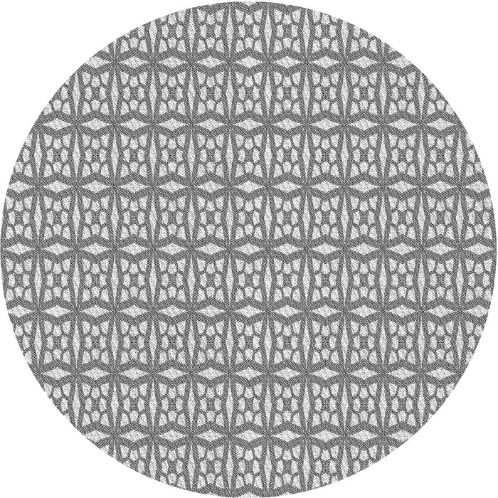 Round Patterned Carbon Gray Novelty Rug, pat673