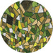 Round Patterned Avocado Green Modern Rug, pat677