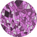 Round Machine Washable Transitional Violet Purple Rug, wshpat678