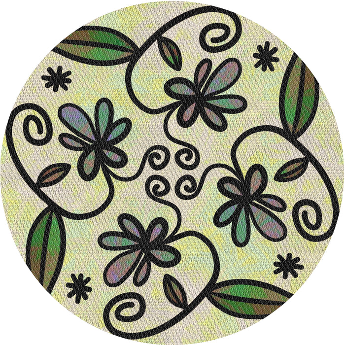 Round Machine Washable Transitional Mocha Brown Rug, wshpat67