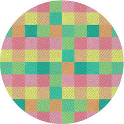 Round Patterned Copper Red Pink Novelty Rug, pat684