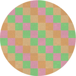 Round Patterned Green Novelty Rug, pat685