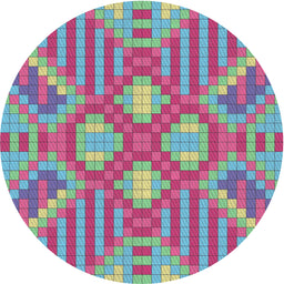 Round Machine Washable Transitional Medium Aqua Marine Green Rug, wshpat686