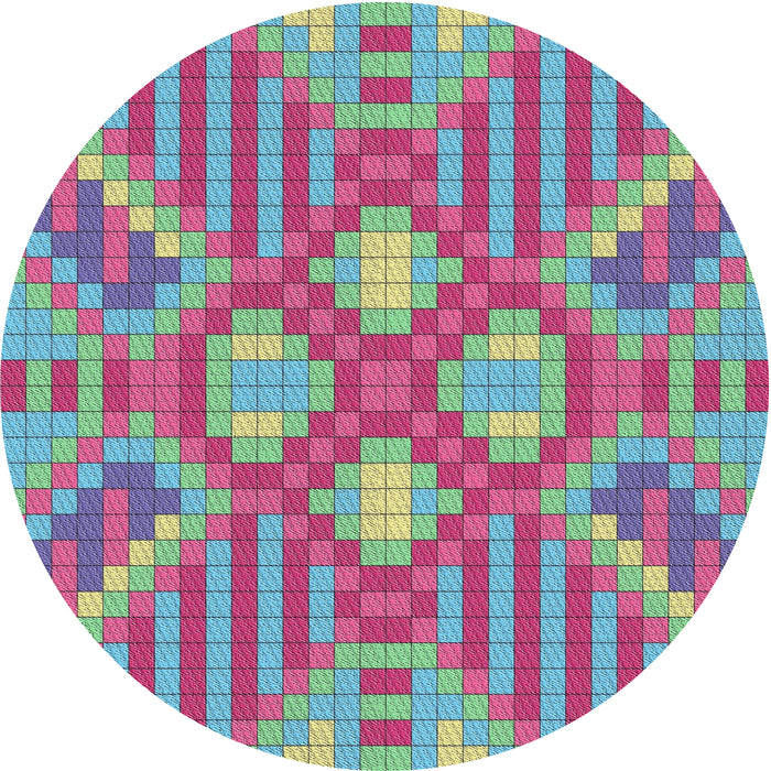 Round Patterned AquaMarine Green Novelty Rug, pat686