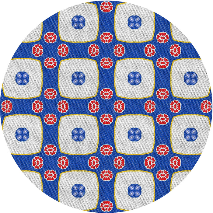 Round Patterned Dark White Beige Novelty Rug, pat695