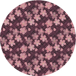 Round Machine Washable Transitional Blush Red Pink Rug, wshpat697