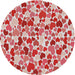 Round Machine Washable Transitional Red Rug, wshpat6