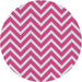 Round Machine Washable Transitional Deep Pink Rug, wshpat706