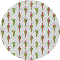 Round Patterned Gunmetal Gray Novelty Rug, pat709