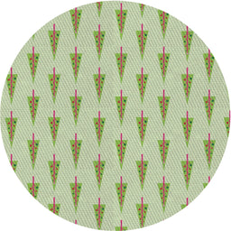Round Patterned Khaki Green Novelty Rug, pat710
