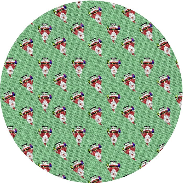 Round Patterned Green Novelty Rug, pat713