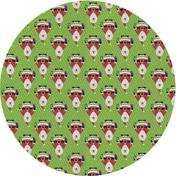 Round Patterned Antique Bronze Green Novelty Rug, pat714