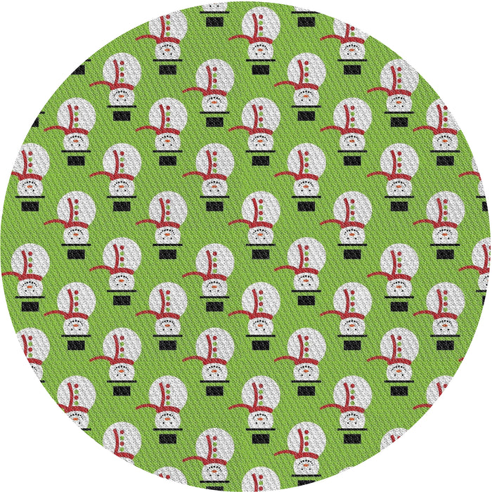 Round Machine Washable Transitional Green Rug, wshpat716