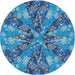 Round Machine Washable Transitional Diamond Blue Rug, wshpat717