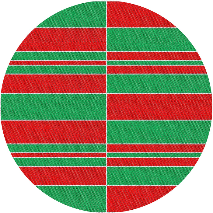 Round Patterned Red Novelty Rug, pat720