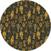 Round Patterned Mid Gray Novelty Rug, pat725