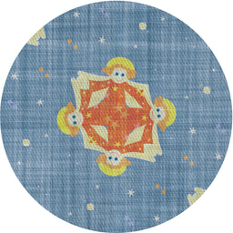 Round Patterned Purple Novelty Rug, pat728