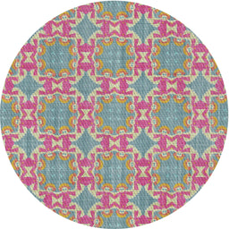 Round Patterned Raspberry Purple Novelty Rug, pat729