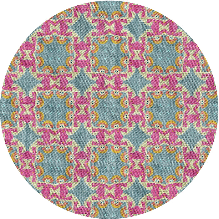 Round Patterned Raspberry Purple Novelty Rug, pat729