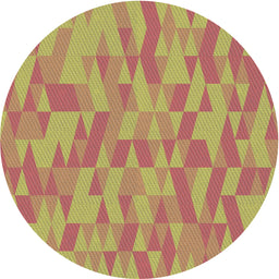 Round Patterned Metallic Gold Novelty Rug, pat72