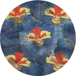 Round Patterned Light Slate Gray Novelty Rug, pat730