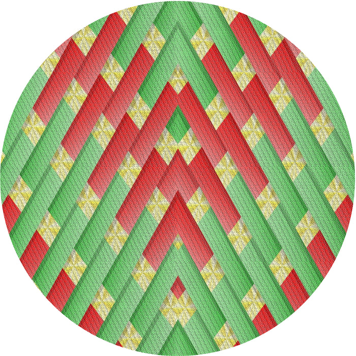 Round Patterned Red Novelty Rug, pat734