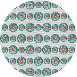 Round Machine Washable Transitional Grayish Turquoise Green Rug, wshpat735